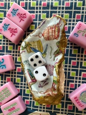 Mah Jong Dice Holder with Gold Edge